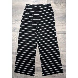 Chico’s Women’s Black White Striped Wide Leg Pull-On Pants Size 1 US M